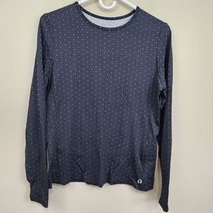 HANG TEN Long Sleeve Floral Rash Guard Shirt Zip Pocket UPF 50+ Black SZ M Med